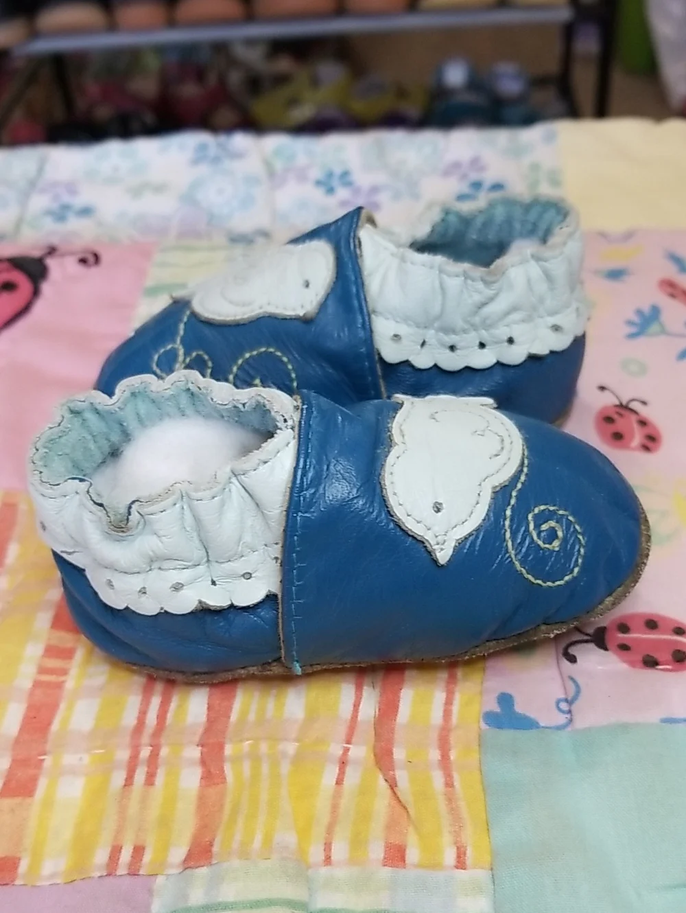 Robeez Blue Leather Baby Bird  Pediatrician Recommended Soft Soles 0-6 Months